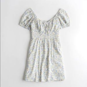 Hollister Smocked Back, Pull Sleeve Floral Mini Dress